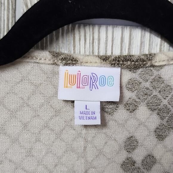 LulaRoe Nanette Snakeskin Open Draped Cardigan Womens Size Large NWT - Picture 4 of 9